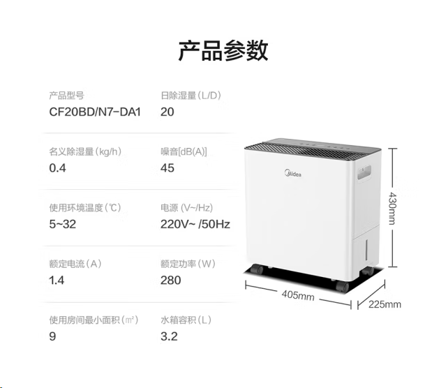 美的CF20BD/N7-DA1除湿机20L/天轻音干燥机地下室吸湿器 pcyg-250116112710